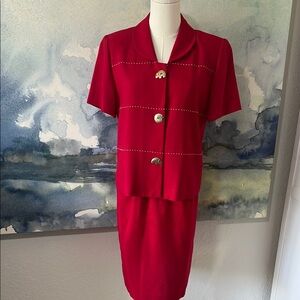 Vintage Unique Leslie Fay 10 p Beautiful Red Suit